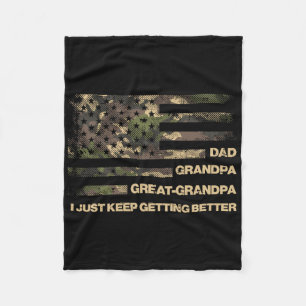 Dad Grandpa Great Grandpa Camo Flag Fathers Grandp Fleece Blanket