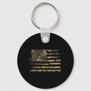 Dad Grandpa Great Grandpa Camo Flag Fathers Grandp Key Ring