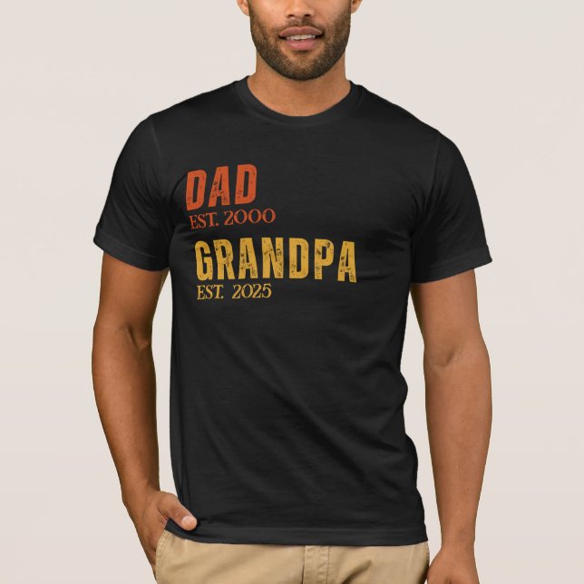 Dad Grandpa Personalised Est. Year Retro Custom T-Shirt (Front)
