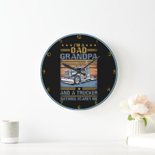 Dad Grandpa Trucker: Fearless Long Haul Large Clock