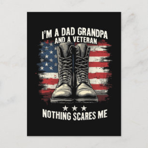 Dad Grandpa Veteran Patriotic Fathers Day Holiday Postcard