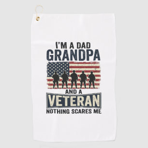 Dad Grandpa Veteran Patriotic Vintage Shirt Design Golf Towel