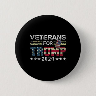 Dad Grandpa Veterans For Trump 2024 American Flag 6 Cm Round Badge