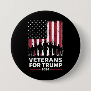 Dad Grandpa Veterans For Trump 2024 American Flag 7.5 Cm Round Badge