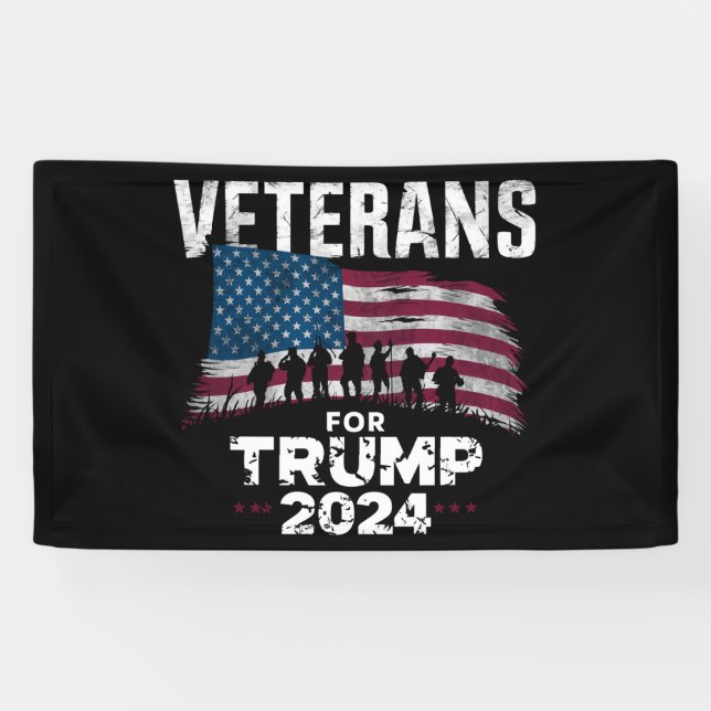 Dad Grandpa Veterans For Trump 2024 American Flag  Banner (Horizontal)