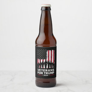 Dad Grandpa Veterans For Trump 2024 American Flag Beer Bottle Label