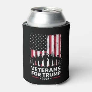 Dad Grandpa Veterans For Trump 2024 American Flag Can Cooler