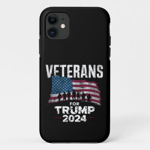 Dad Grandpa Veterans For Trump 2024 American Flag iPhone 11 Case