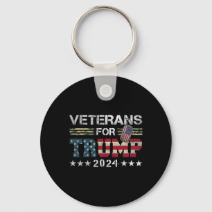 Dad Grandpa Veterans For Trump 2024 American Flag Key Ring