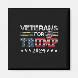 Dad Grandpa Veterans For Trump 2024 American Flag Magnet