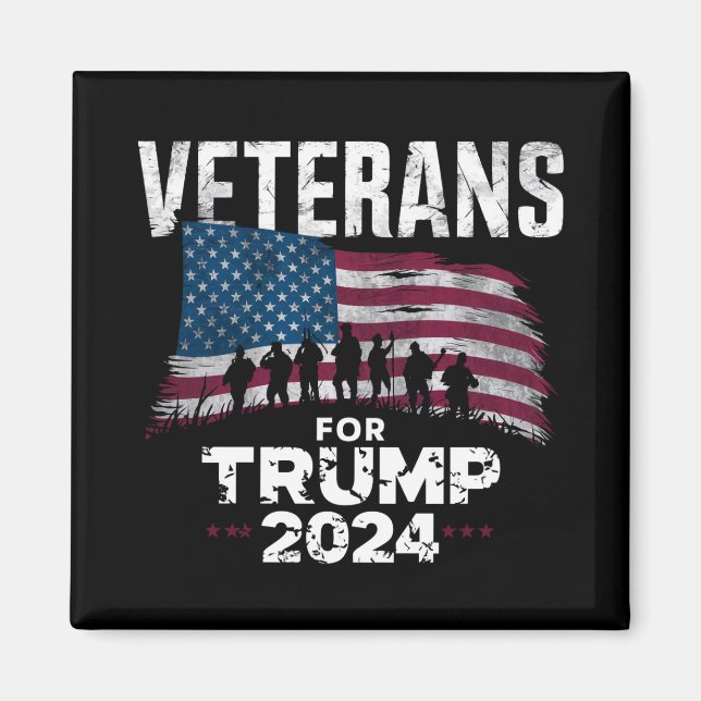 Dad Grandpa Veterans For Trump 2024 American Flag  Magnet (Front)