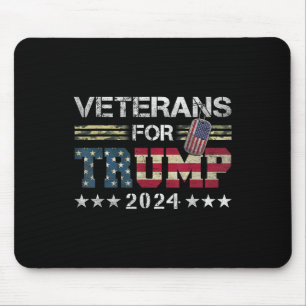 Dad Grandpa Veterans For Trump 2024 American Flag Mouse Pad