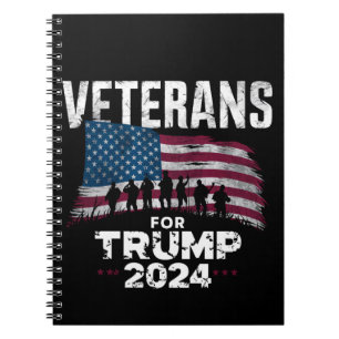 Dad Grandpa Veterans For Trump 2024 American Flag Notebook