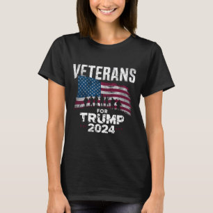 Dad Grandpa Veterans For Trump 2024 American Flag T-Shirt