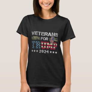 Dad Grandpa Veterans For Trump 2024 American Flag  T-Shirt