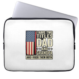 Dad Grandpa Vintage Patriotic Family Shirt Design_ Laptop Sleeve