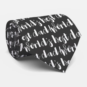 Dad Grey and White World's Best Dad Typography Tie