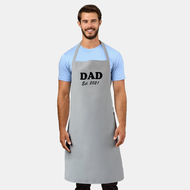 Dad grey & black Custom Established date modern Apron (Worn)