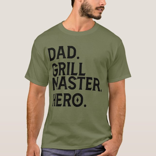 Dad Grill Master Hero - Funny Dad Grilling  T-Shirt (Front)