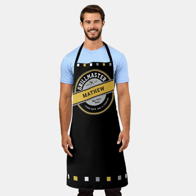 Dad Grill Master Personalised Father's Day Apron (Worn)