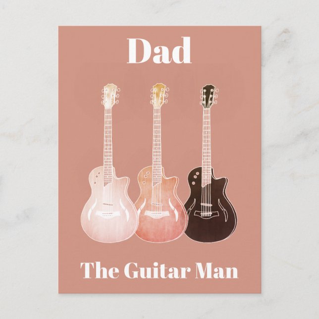 Dad guitar man funny acoustic rustic musician holiday postcard (Front)