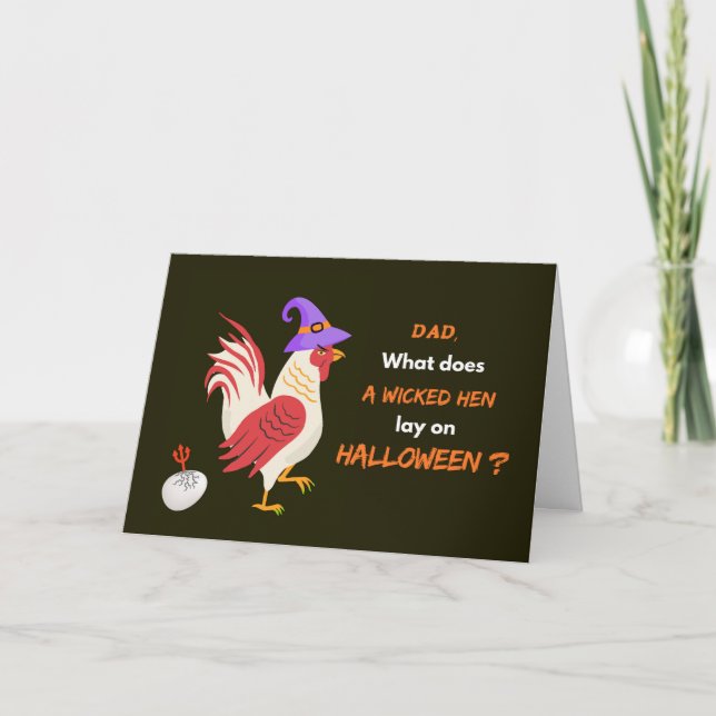 Dad Halloween with Wicked Hen and Deviled Egg Card (Front)