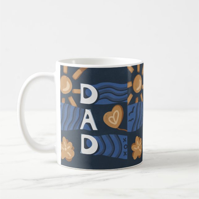 Dad - Happy Father's Day Navy Blue Coffee Mug (Left)