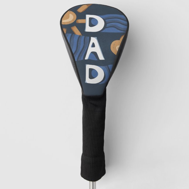 Dad - Happy Father's Day Navy Blue Golf Head Cover (Front)