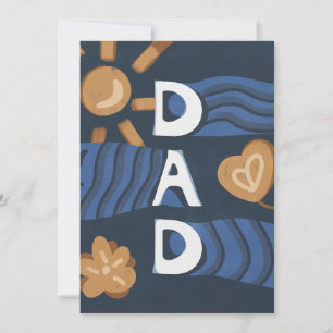 Dad - Happy Father's Day Navy Blue Holiday Card