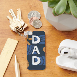 Dad - Happy Father's Day Navy Blue Key Ring
