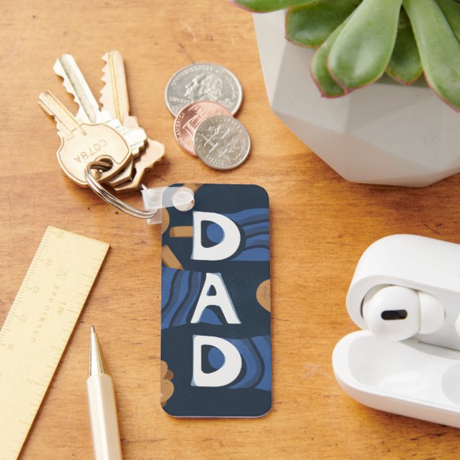 Dad - Happy Father's Day Navy Blue Key Ring (Desk)