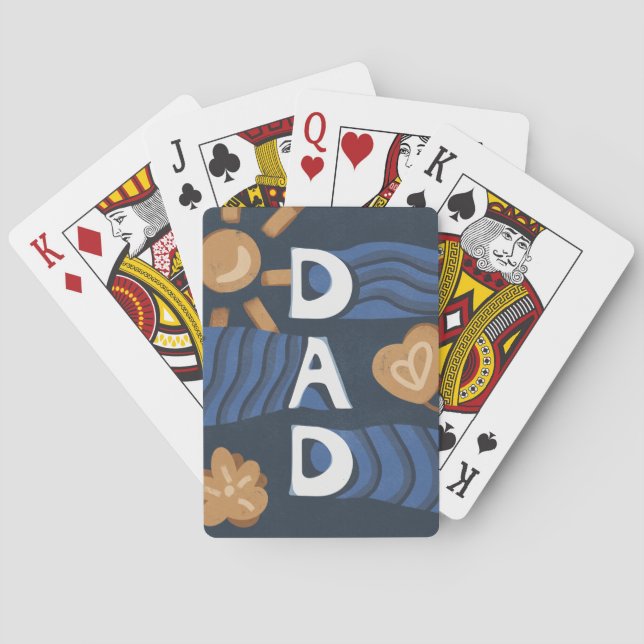 Dad - Happy Father's Day Navy Blue Playing Cards (Back)