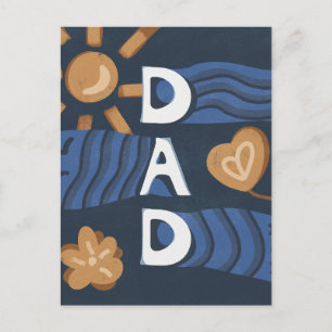 Dad - Happy Father's Day Navy Blue Postcard