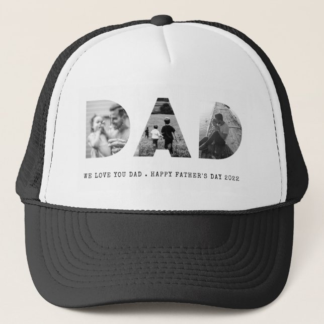 DAD Happy Fathers Day Photo Trucker Hat (Front)