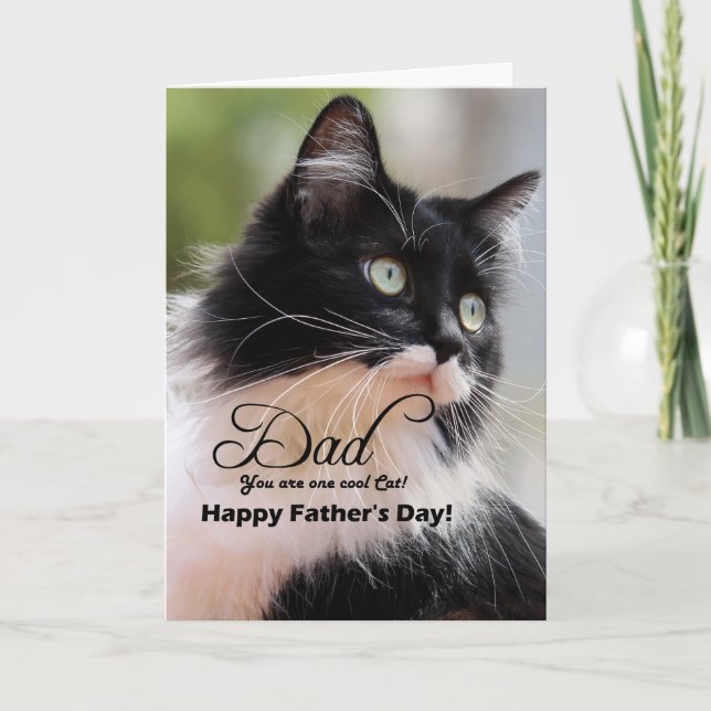 Dad / Happy Father's Day - Tuxedo Cat Card (Front)