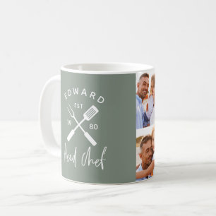 Dad head chef bbq grill 4 photo sage green 4 photo coffee mug