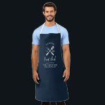 Dad head chef bbq grill Christmas birthday modern  Apron<br><div class="desc">Dad head chef bbq grill Christmas,  birthday,  fathers day modern navy blue and white apron design.</div>