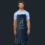 Dad head chef bbq grill Christmas birthday modern  Apron<br><div class="desc">Dad head chef bbq grill Christmas,  birthday,  fathers day modern navy blue and white apron design.</div>