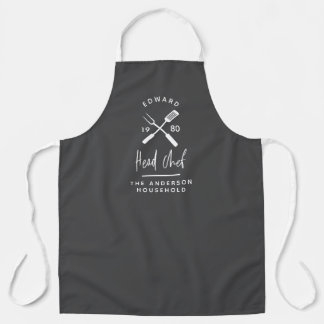Dad head chef bbq grill Christmas birthday modern  Apron
