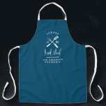 Dad head chef bbq grill Christmas birthday modern Apron<br><div class="desc">Dad head chef bbq grill Christmas,  birthday,  fathers day modern blue and white apron design.</div>