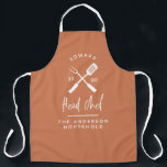 Dad head chef bbq grill Christmas birthday modern  Apron<br><div class="desc">Dad head chef bbq grill Christmas,  birthday  fathers day modern terracotta and white apron design.</div>