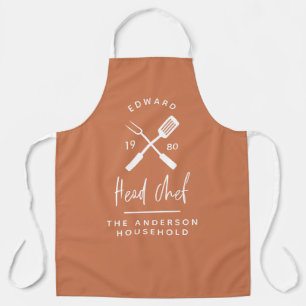 Dad head chef bbq grill Christmas birthday modern  Apron