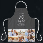 Dad head chef bbq grill multi photo modern apron<br><div class="desc">Dad head chef bbq grill Christmas,  birthday,  fathers day modern multi photo grey and white apron design.</div>