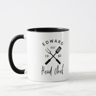Dad head chef bbq grill multi photo modern mug