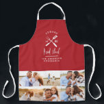 Dad head chef bbq grill multi photo modern red apron<br><div class="desc">Dad head chef bbq grill Christmas,  birthday,  fathers day modern multi photo red and white apron design.</div>