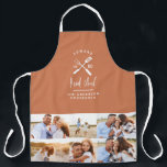 Dad head chef bbq grill multi photo terracotta apron<br><div class="desc">Dad head chef bbq grill Christmas,  birthday,  fathers day modern multi photo terracotta and white apron design.</div>
