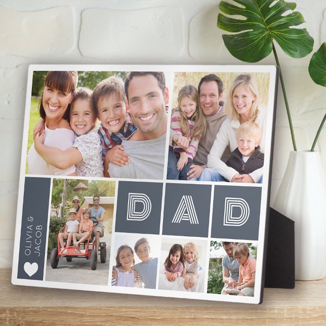 Dad Heart Photo Collage Father's Day Plaque (Creator Uploaded)