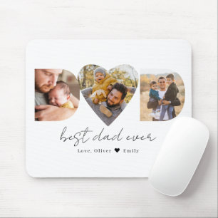 Dad Heart Photo Collage Mouse Pad
