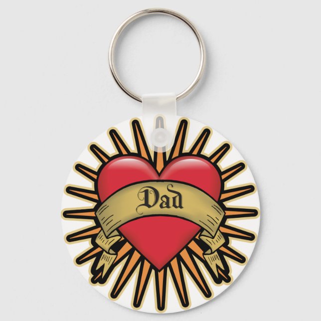 Dad Heart Tattoo Key Ring (Front)