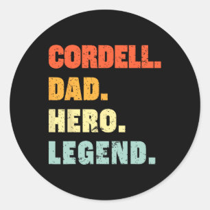 Dad Hero Legend Personalised Custom Name Fathers D Classic Round Sticker